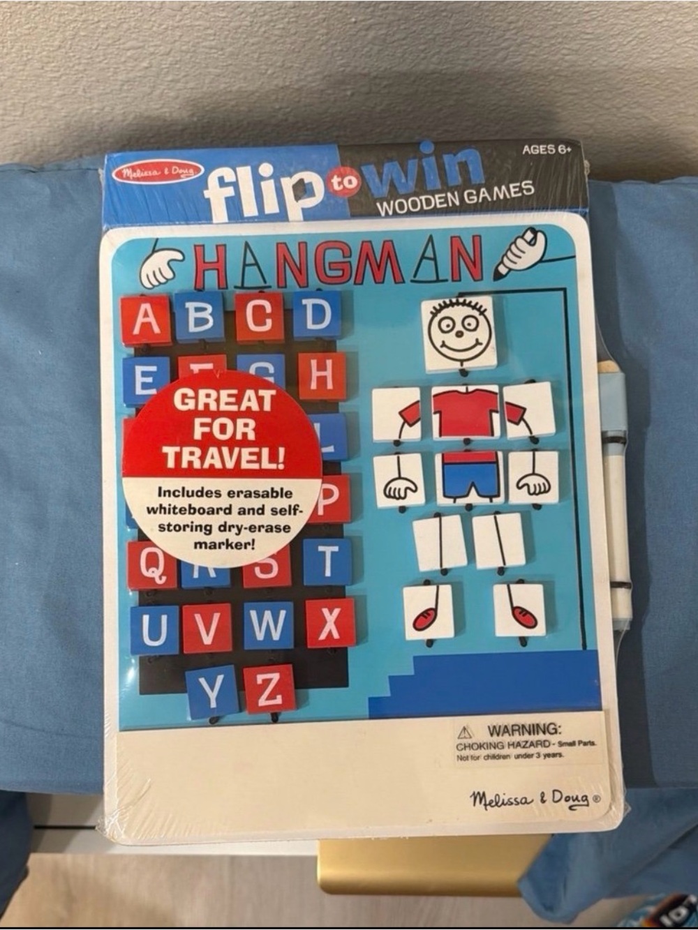 NEW Melissa & Doug Flip to Win “Hangman” Wooden Travel Game